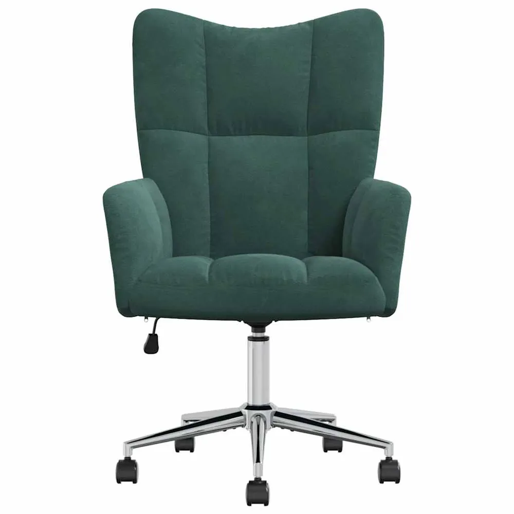 Fauteuil lounge chaise de canapé bureau sur roulettes hauteur réglable design moderne en velours vert noir DEC026785