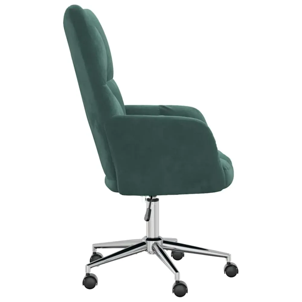 Fauteuil lounge chaise de canapé bureau sur roulettes hauteur réglable design moderne en velours vert noir DEC026785