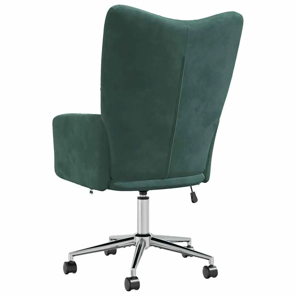 Fauteuil lounge chaise de canapé bureau sur roulettes hauteur réglable design moderne en velours vert noir DEC026785
