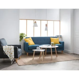 Fauteuil scandinave en tissu gris anthracite et bois manifeste ALICE