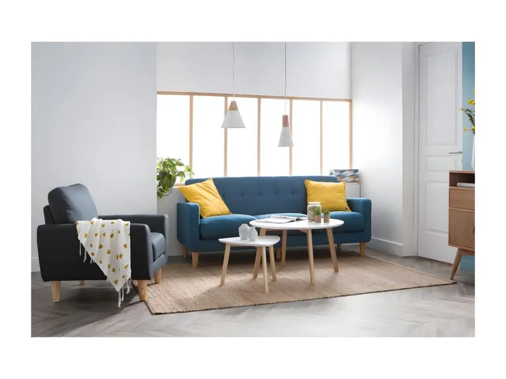 Fauteuil scandinave en tissu gris anthracite et bois manifeste ALICE
