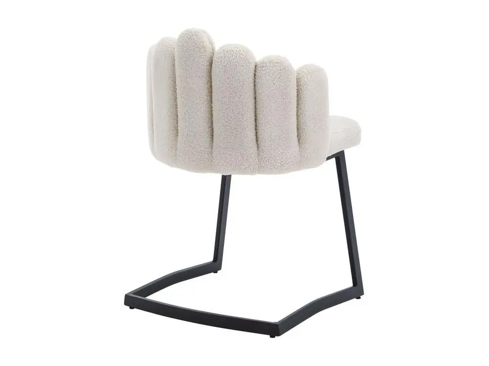 Lot de 6 Chaises cantilever en sherpa - avec dossier en forme de pétale - Chamois