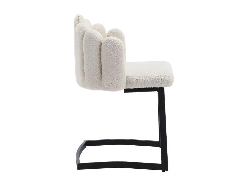 Lot de 6 Chaises cantilever en sherpa - avec dossier en forme de pétale - Chamois