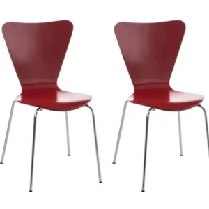 Lot de 4 chaises de séjour bureau en bois rouge et métal CDS10106 avec support lombaire