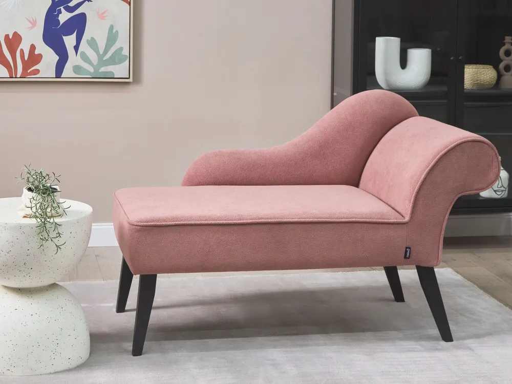 Right Hand Fabric Chaise Lounge Rose vif BIARRITZ en Tissu respirant