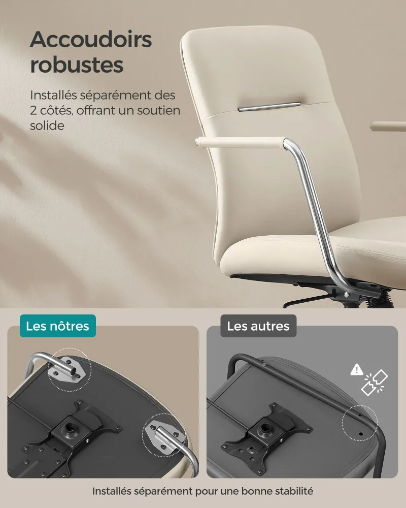 Canapé d'accueil Chaise de bureau pivotante fauteuil ergonomique surface en pu facile à nettoyer hauteur réglable dossier...