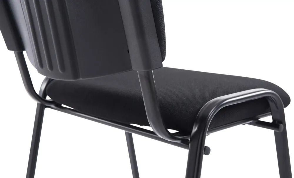 Canapé modulaire Chaise de bureau salle d'attente visiteur empilable confortablement rembourré en tissu et métal noir 10_0...