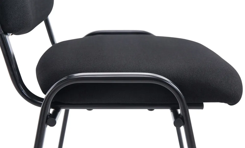 Canapé modulaire Chaise de bureau salle d'attente visiteur empilable confortablement rembourré en tissu et métal noir 10_0...