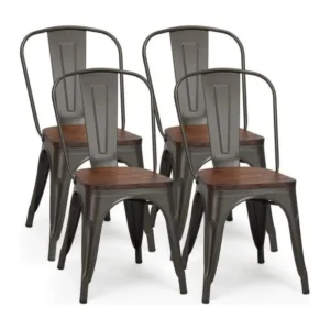 Canapé modulaire Lot 4 chaises salle à manger empilable de style industriel, 52 x 44 x 84cm