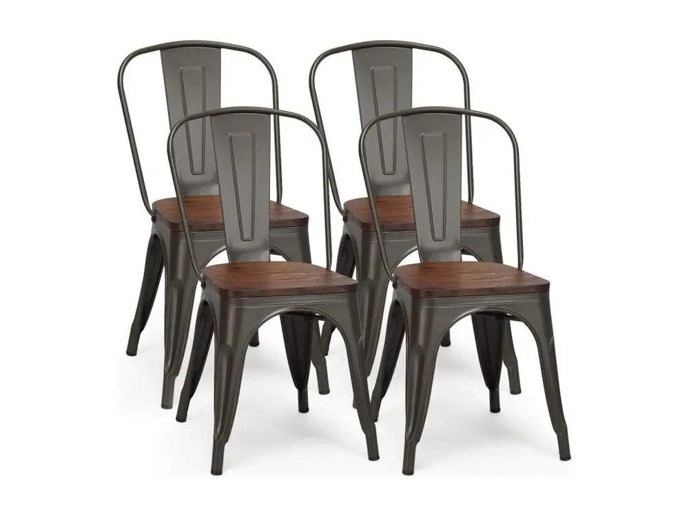 Canapé modulaire Lot 4 chaises salle à manger empilable de style industriel, 52 x 44 x 84cm