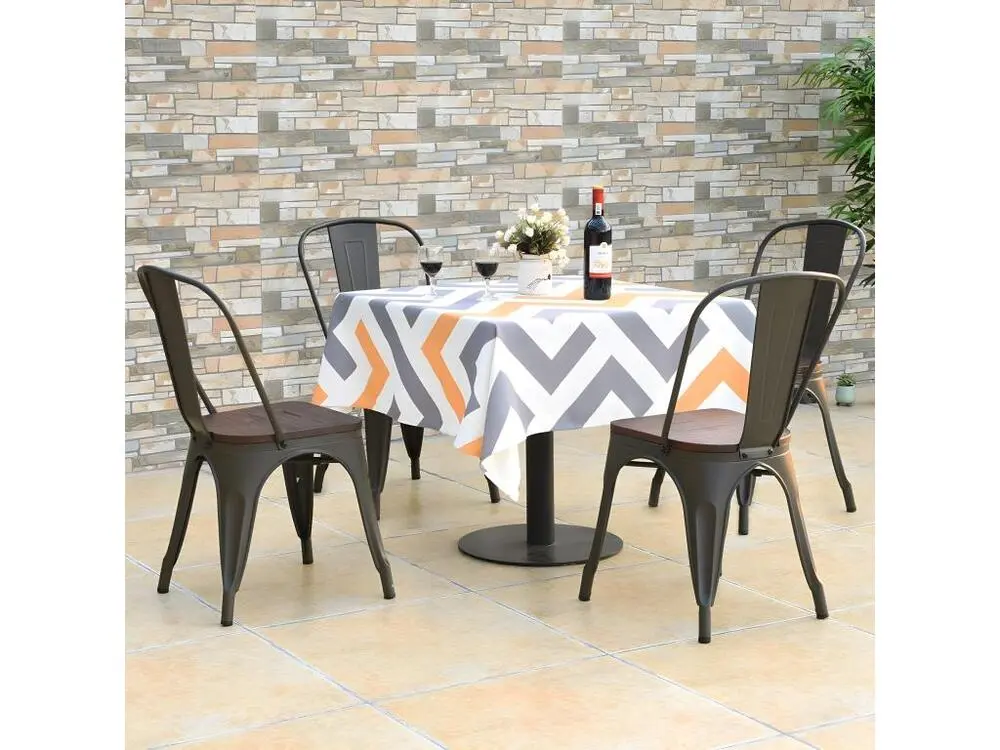 Canapé modulaire Lot 4 chaises salle à manger empilable de style industriel, 52 x 44 x 84cm