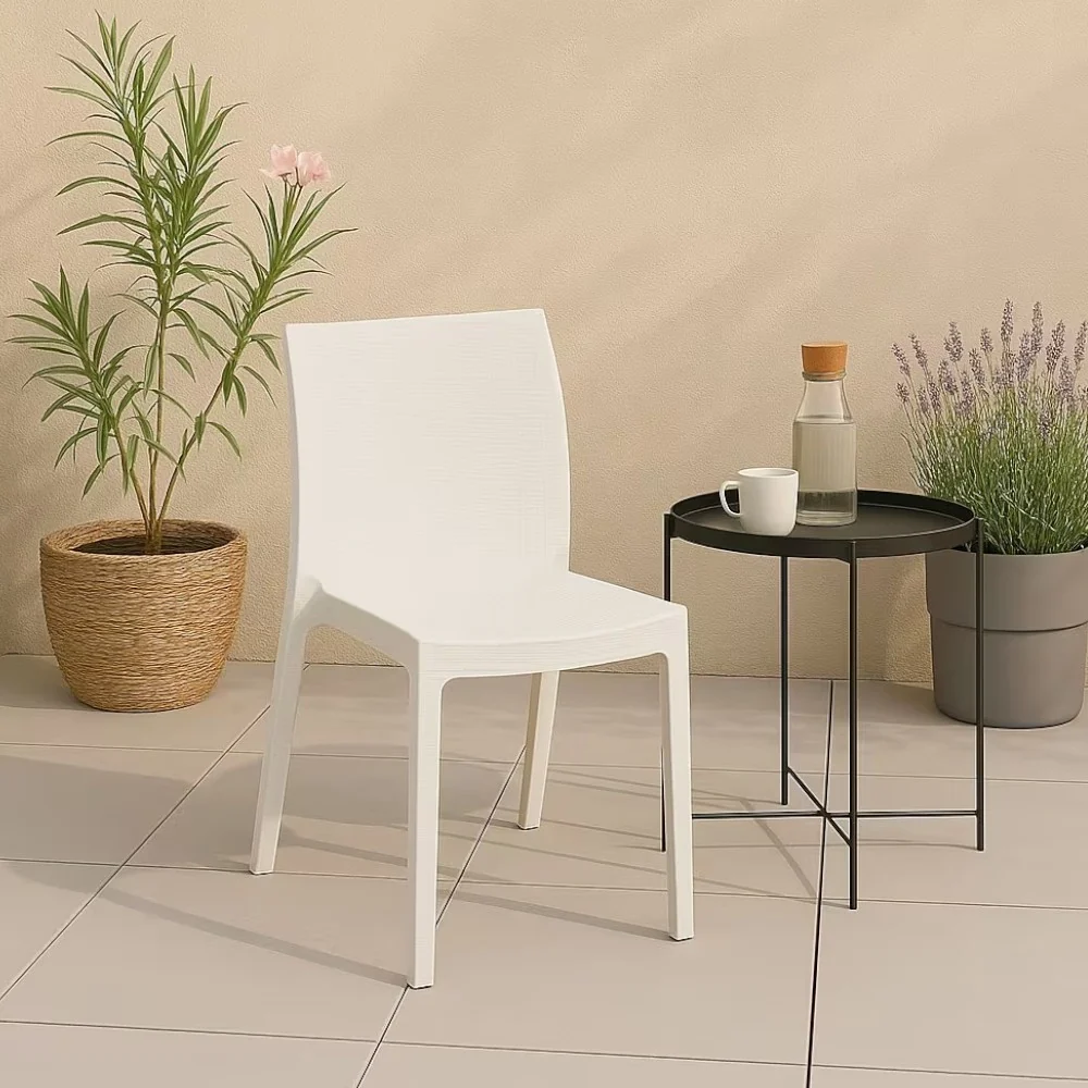 Canapé modulaire 6 sedie impilabili resina effetto rattan bianco linea elegance Madam