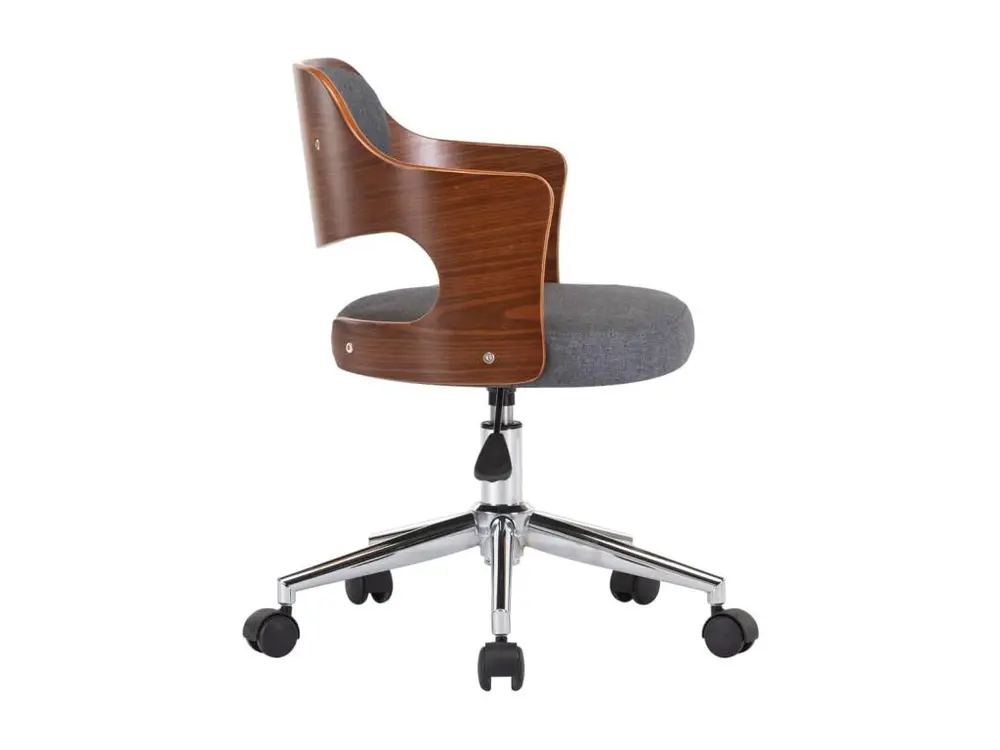 Certifié Bureau Chaise pivotante de bureau Gris Bois courbé et tissu
