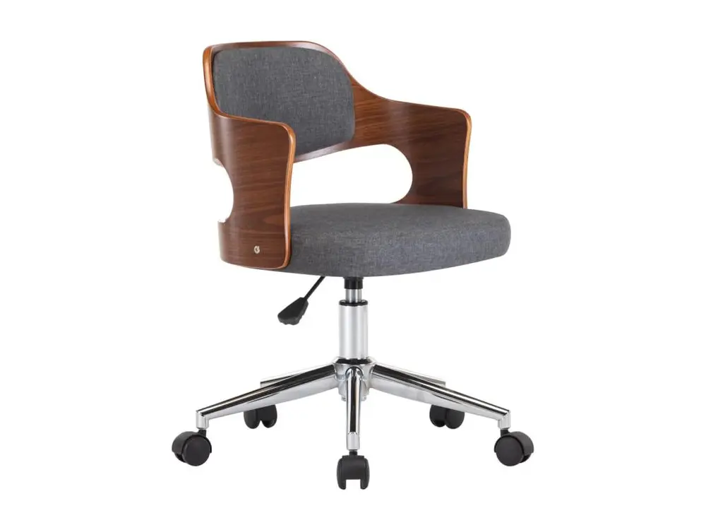 Certifié Bureau Chaise pivotante de bureau Gris Bois courbé et tissu