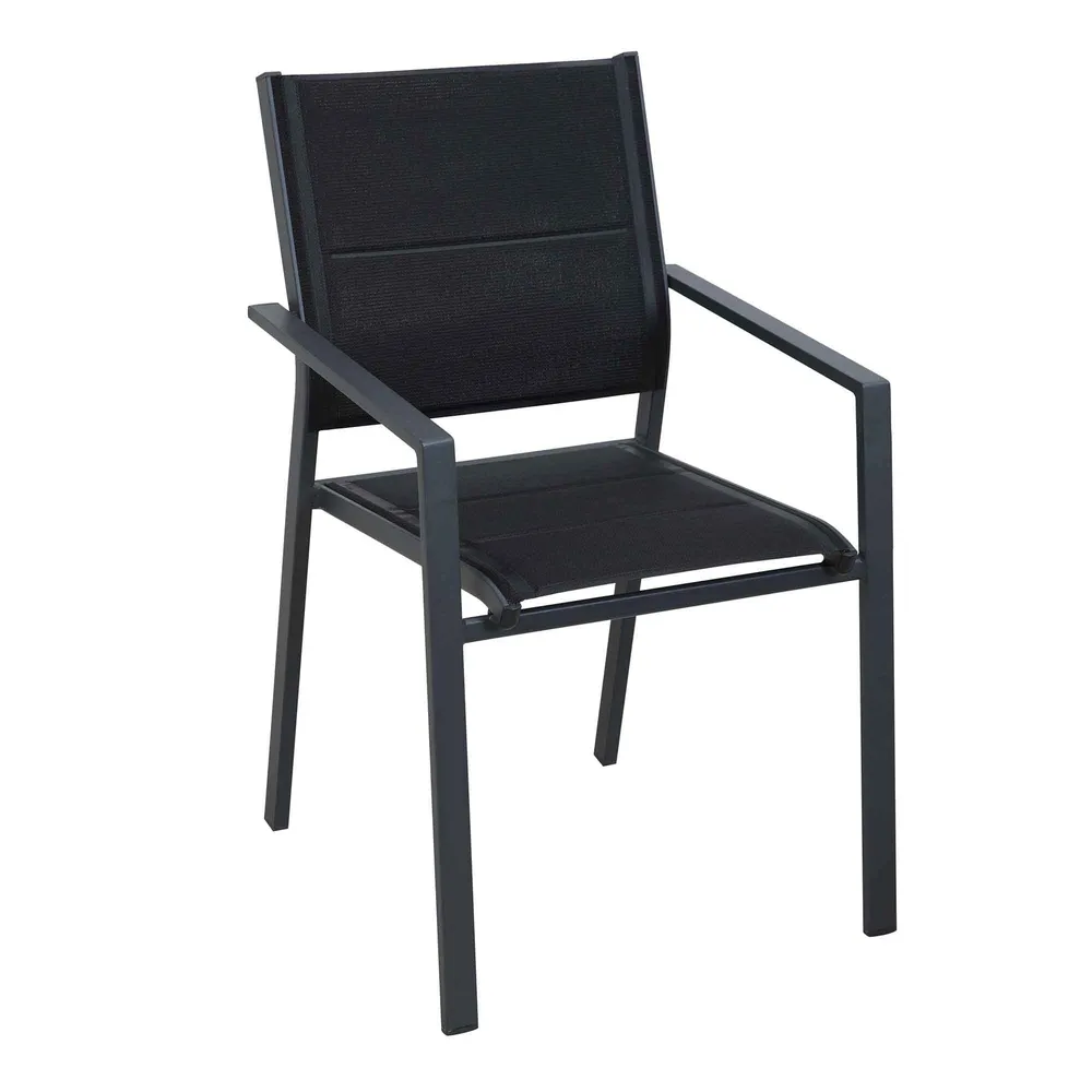 Certifié Bureau Chaise de terrasse empilable, noir