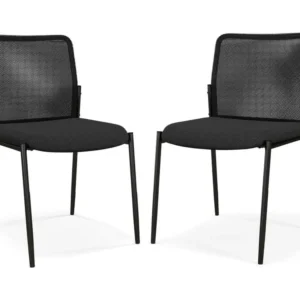 Certifié Bureau Lot de 2 Chaises de Salles de Réunion Empilables, Chaises de Bureau Ergonomique avec Siège Rembourré, Chai...
