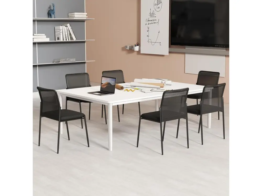 Certifié Bureau Lot de 2 Chaises de Salles de Réunion Empilables, Chaises de Bureau Ergonomique avec Siège Rembourré, Chai...
