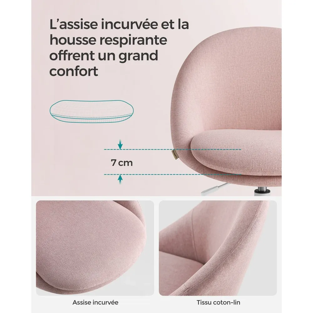 Chaise de bureau fauteuil pivotant siège confort rembourrage en mousse réglable en hauteur pour bureau chambre salle de ré...