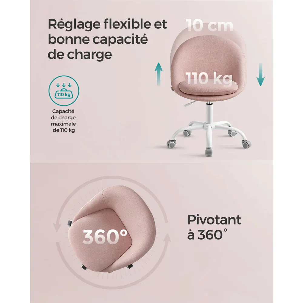 Chaise de bureau fauteuil pivotant siège confort rembourrage en mousse réglable en hauteur pour bureau chambre salle de ré...