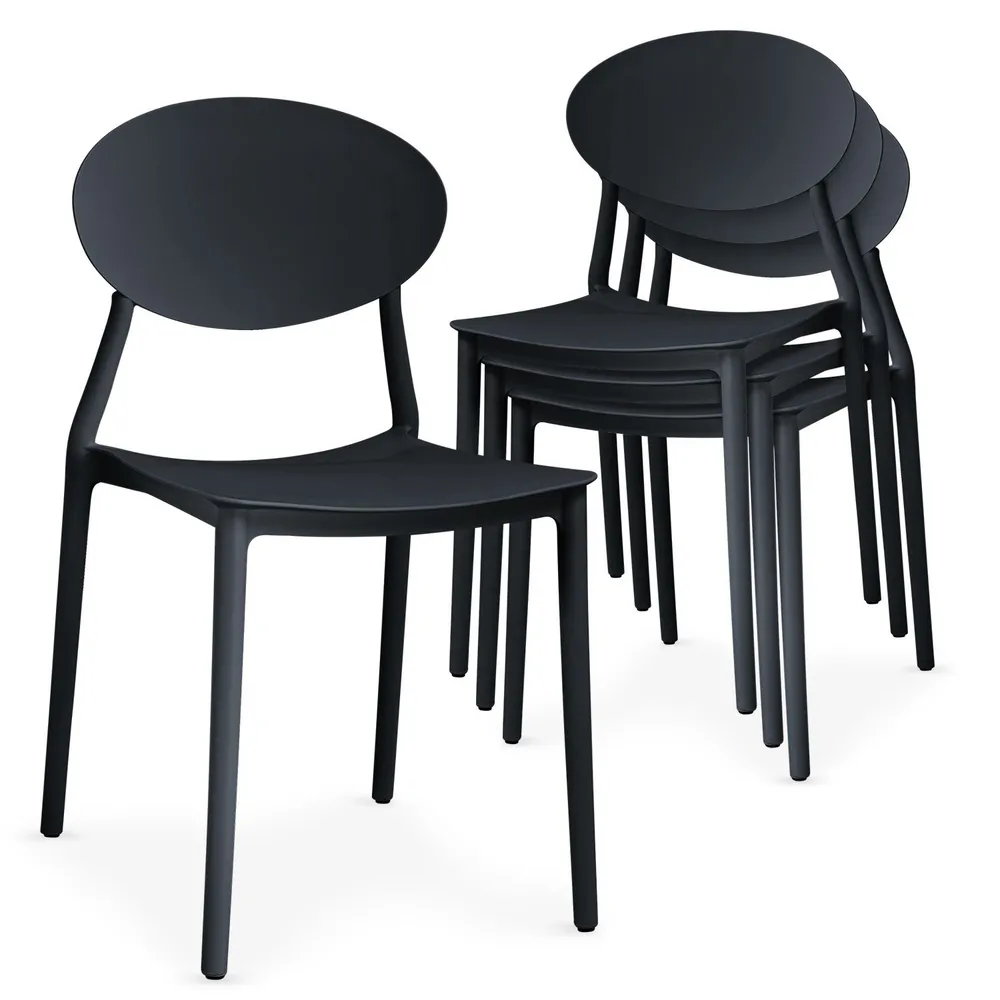Chaise de bureau Lot de 4 chaises empilables Balagan Noir