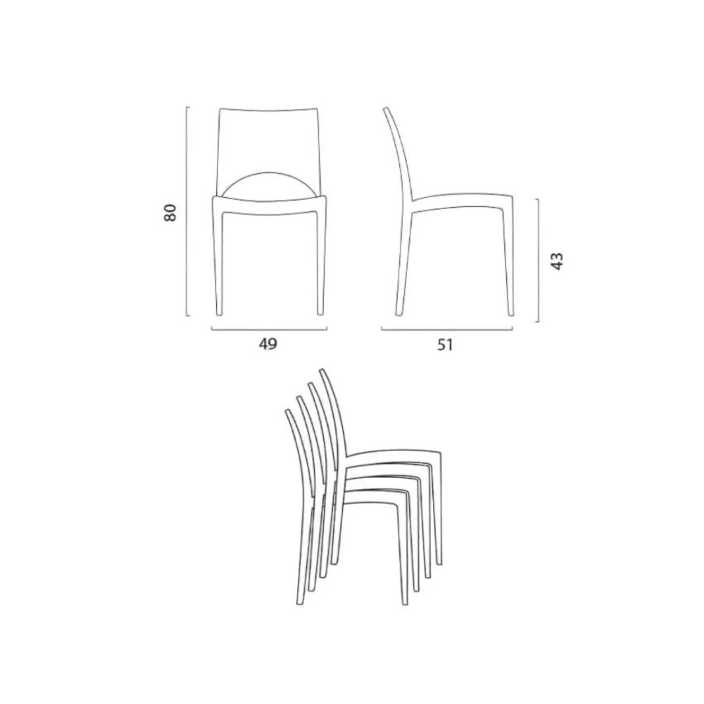 Chaise de conférence Lot de 24 chaises empilables en polypropylène restaurants svein