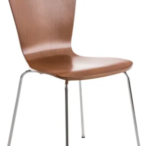 Chaise de cuisine salle à manger x1 empilable en bois marron et structure durable à quatre pieds en métal 10_0003242 avec...