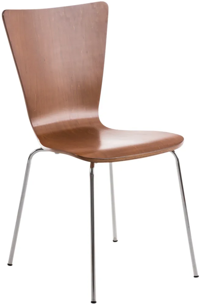 Chaise de cuisine salle à manger x1 empilable en bois marron et structure durable à quatre pieds en métal 10_0003242 avec...