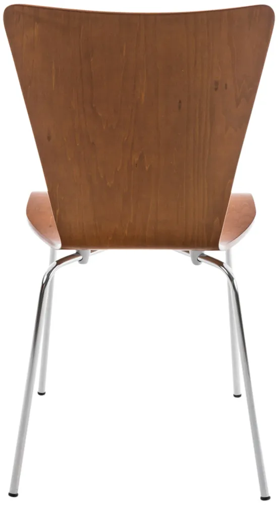 Chaise de cuisine salle à manger x1 empilable en bois marron et structure durable à quatre pieds en métal 10_0003242 avec...