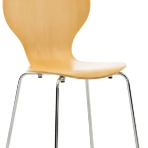Chaise de cuisine salle à manger x1 empilable dossier arrondi en bois manifeste et métal chromé 10_0000017