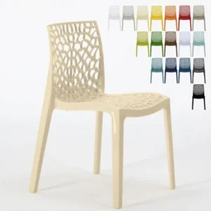 Chaise empilable contemporain Jardina-Couleur Rouge en Tissu respirant