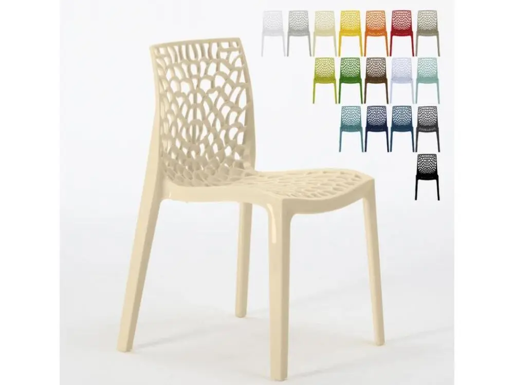 Chaise empilable contemporain Jardina-Couleur Rouge en Tissu respirant