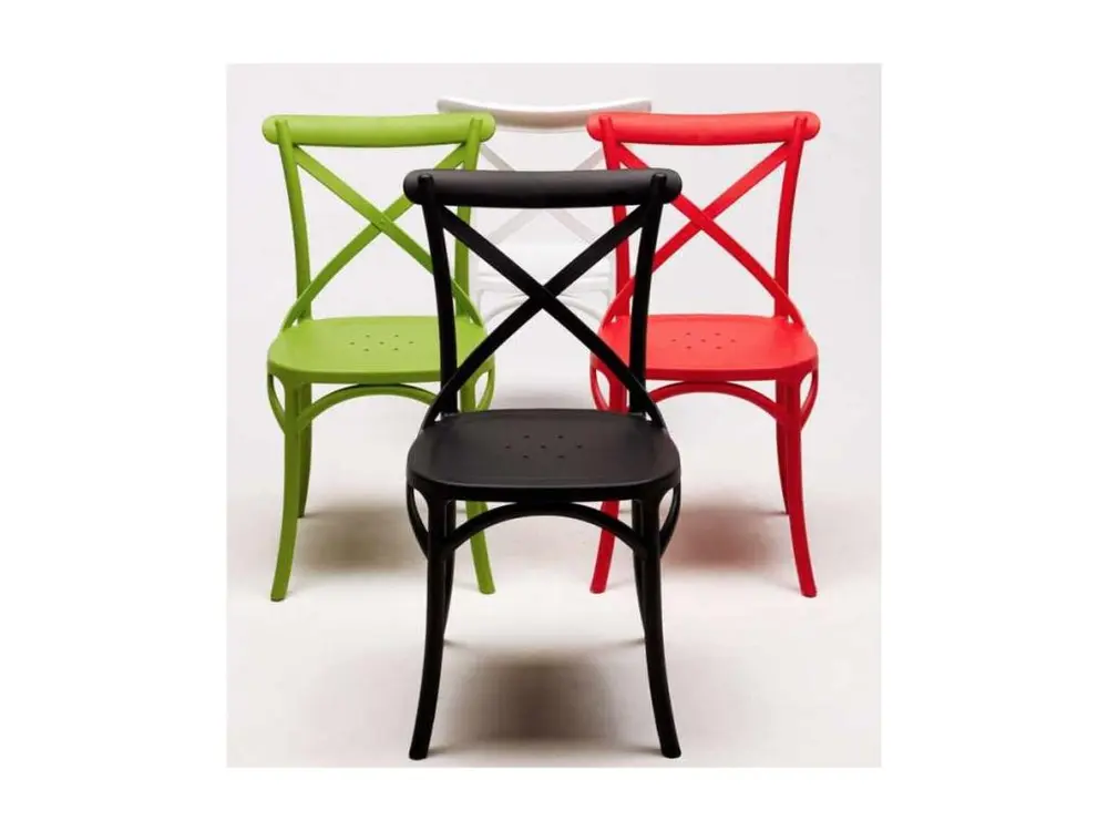 Chaise empilable Ruskia-Couleur Noir en Tissu respirant