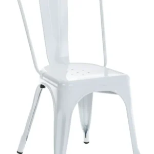 Chaise empilable style industriel factory métal blanc 10_0000892 avec repose-tête