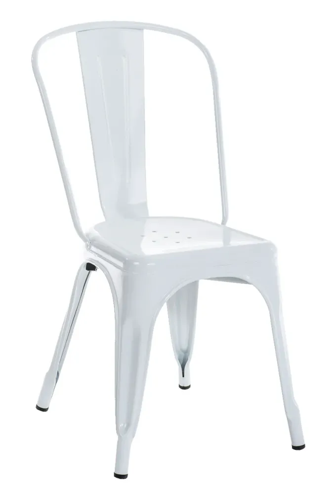 Chaise empilable style industriel factory métal blanc 10_0000892 avec repose-tête