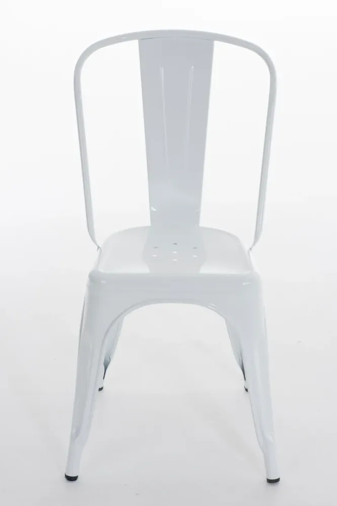 Chaise empilable style industriel factory métal blanc 10_0000892 avec repose-tête