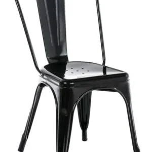 Chaise empilable style industriel factory métal noir 10_0000557 avec repose-tête