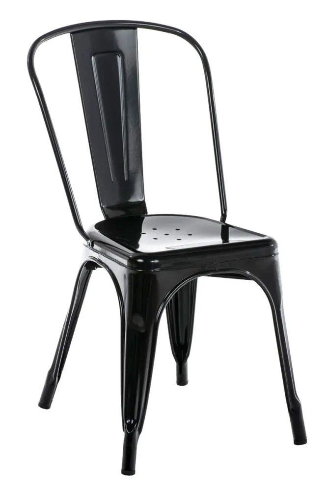 Chaise empilable style industriel factory métal noir 10_0000557 avec repose-tête