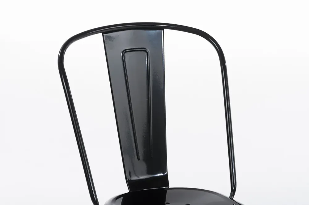 Chaise empilable style industriel factory métal noir 10_0000557 avec repose-tête