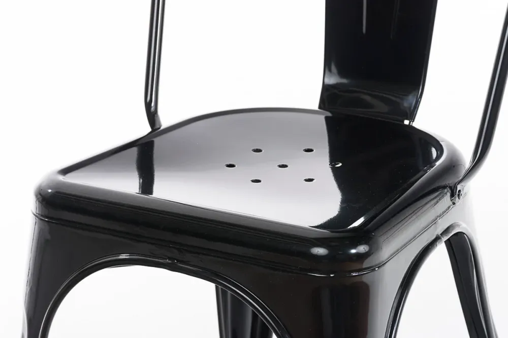Chaise empilable style industriel factory métal noir 10_0000557 avec repose-tête