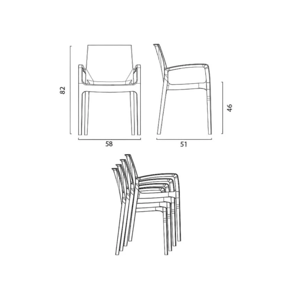 Chaise extérieure empilable design contemporain robuste et confort idyll