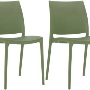 Chaise récent empilable en polypropylène couleur olive – Résistante aux UV et à l’eau intérieur / extérieur 10_0007941 Cer...
