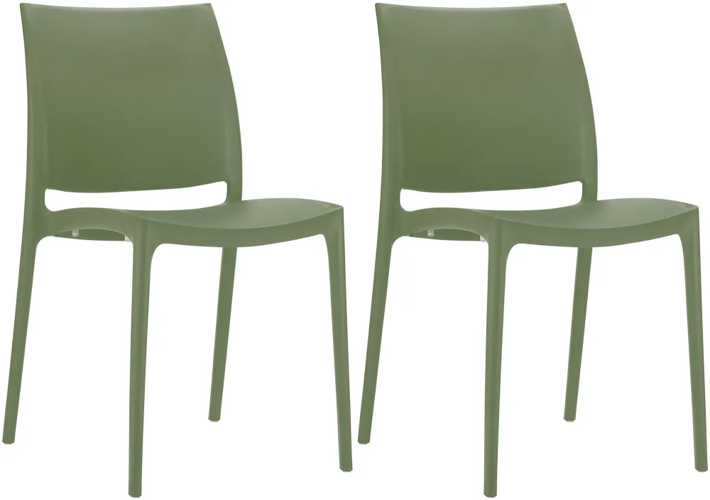 Chaise récent empilable en polypropylène couleur olive – Résistante aux UV et à l’eau intérieur / extérieur 10_0007941 Cer...