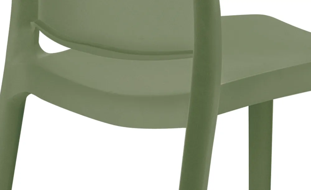 Chaise récent empilable en polypropylène couleur olive – Résistante aux UV et à l’eau intérieur / extérieur 10_0007941 Cer...