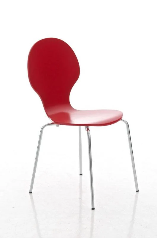 Chaise de salle à manger cuisine empilable design tendance bois rouge et métal 10_0000015