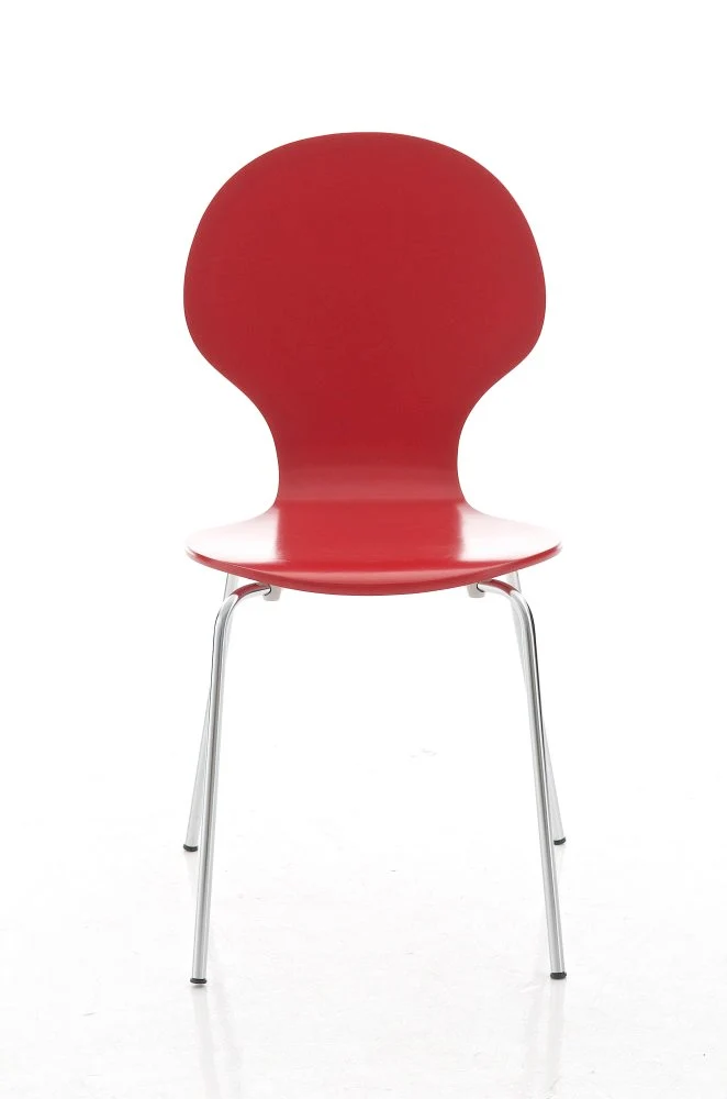 Chaise de salle à manger cuisine empilable design tendance bois rouge et métal 10_0000015