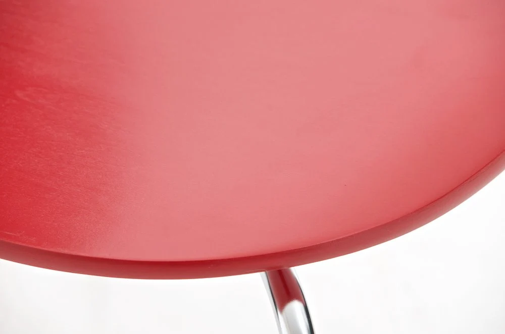 Chaise de salle à manger cuisine empilable design tendance bois rouge et métal 10_0000015