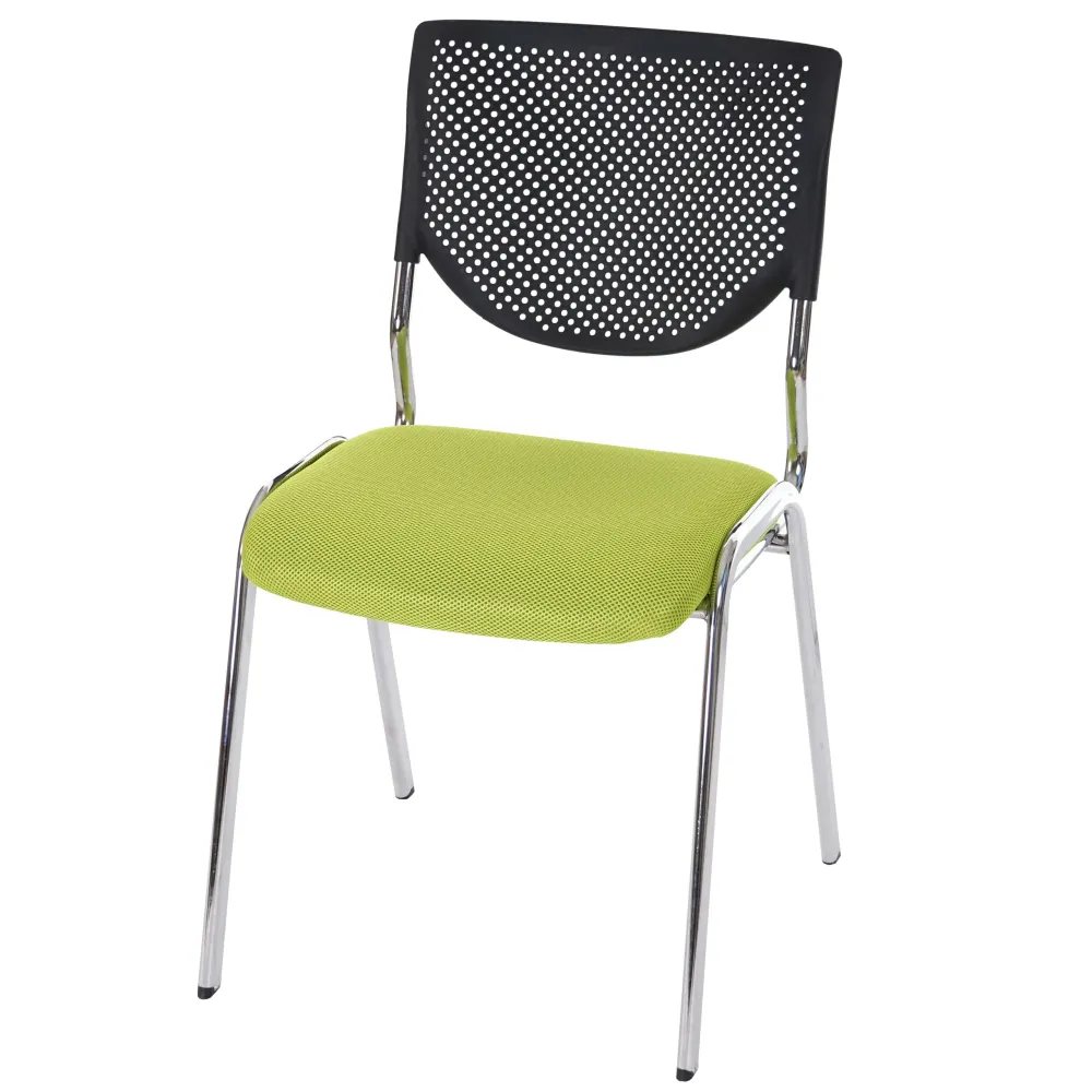Chaise visiteur avec dossier conférence empilable assise en tissu vert pieds chromés 04_0006400 pour 8 heures de travail