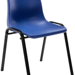 Chaise visiteur empilable salle d'attente en plastique bleu et métal 10_0003731 avec accoudoirs réglables