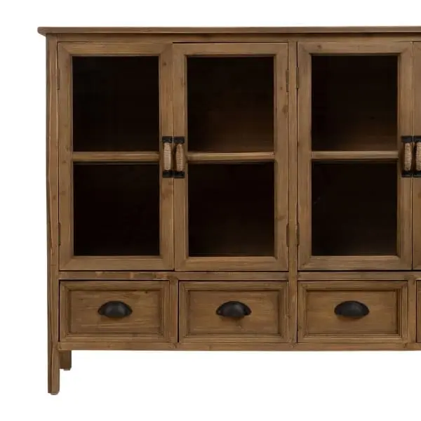 Enfilade Vitrine Campagne Chic en Bois et Verre avec mécanisme basculant
