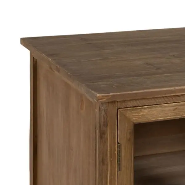 Enfilade Vitrine Campagne Chic en Bois et Verre avec mécanisme basculant